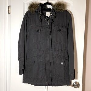 LOFT - JACKET WITH FAUX FUR HOOD - SIZE SMALL
